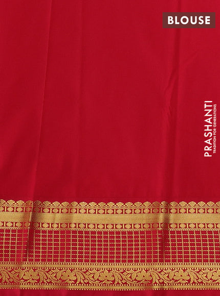 Peach Pink & Red Semi Kanchipuram Silk - Korvai