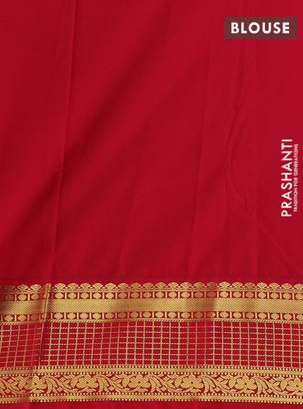 Mustard Yellow & Red Semi Kanchipuram Silk - Korvai