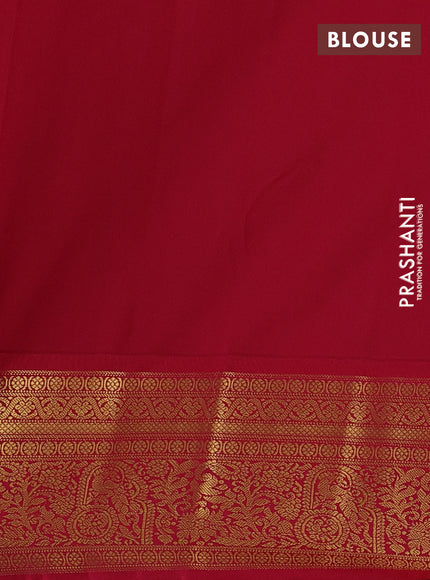 Mehendi Green & Red Semi Kanchipuram Silk - Korvai