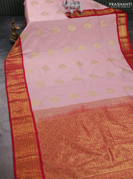 Pastel Pink & Pink Semi Kanchipuram Silk - Korvai