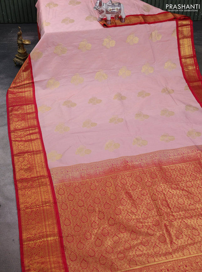 Pastel Pink & Pink Semi Kanchipuram Silk - Korvai