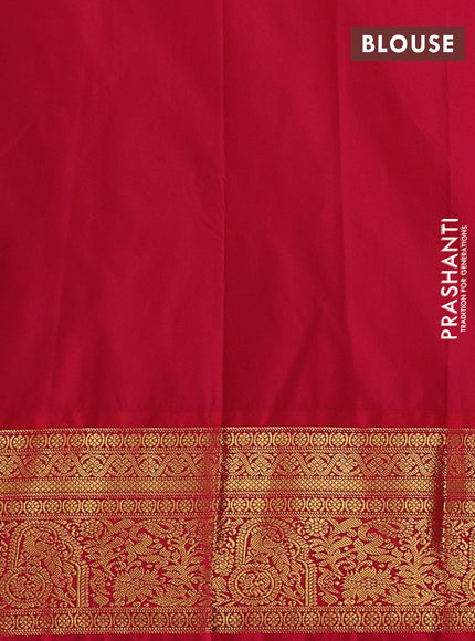 Mustard Yellow & Pink Semi Kanchipuram Silk - Korvai