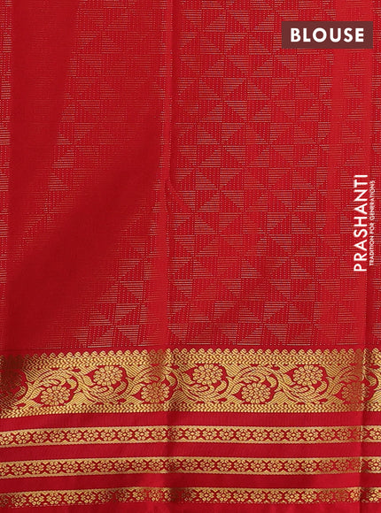 Pastel Green & Red Semi Kanchipuram Silk - Korvai