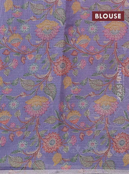 Baby Pink Ombre Kota Embroidery Saree - Printed Blouse