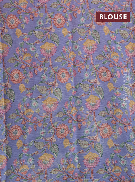 Baby Pink & Lavender Ombre Kota Embroidery Saree - Printed Blouse