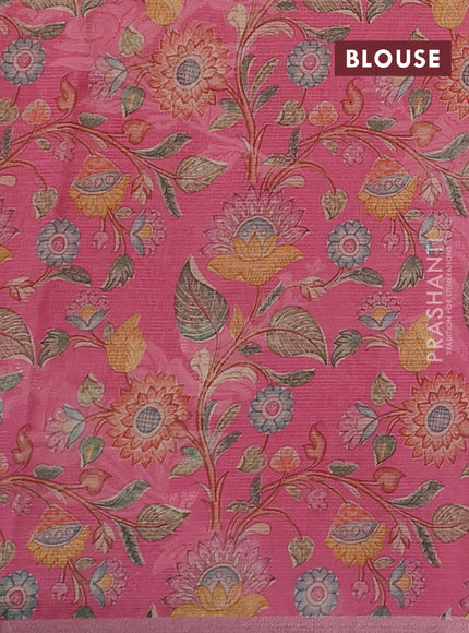 Peach Ombre Kota Embroidery Saree - Printed Blouse