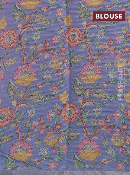 Pink & Lavender Ombre Kota Embroidery Saree - Printed Blouse