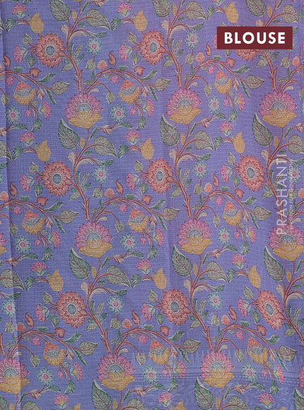 Baby Pink & Lavender Ombre Kota Embroidery Saree - Printed Blouse