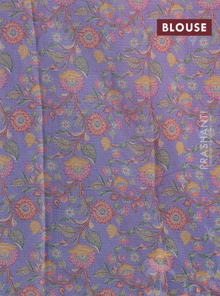Baby Pink & Lavender Ombre Kota Embroidery Saree - Printed Blouse