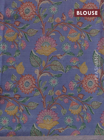 Pink & Lavender Ombre Kota Embroidery Saree - Printed Blouse