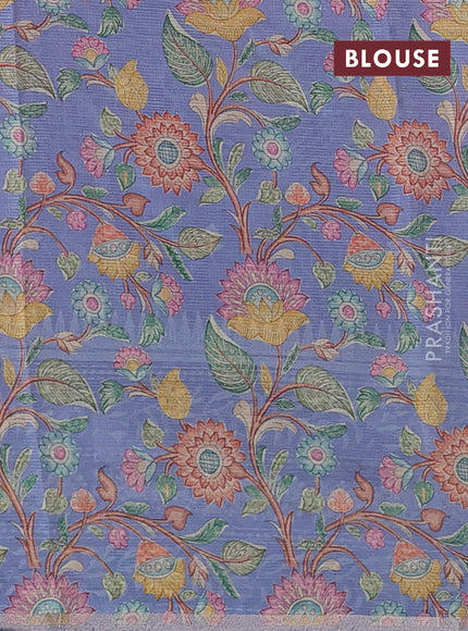 Baby Pink & Lavender Ombre Kota Embroidery Saree - Printed Blouse