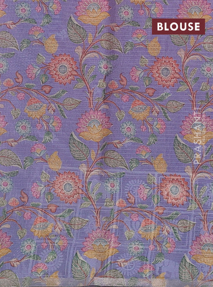 Baby Pink & Lavender Ombre Kota Embroidery Saree - Printed Blouse
