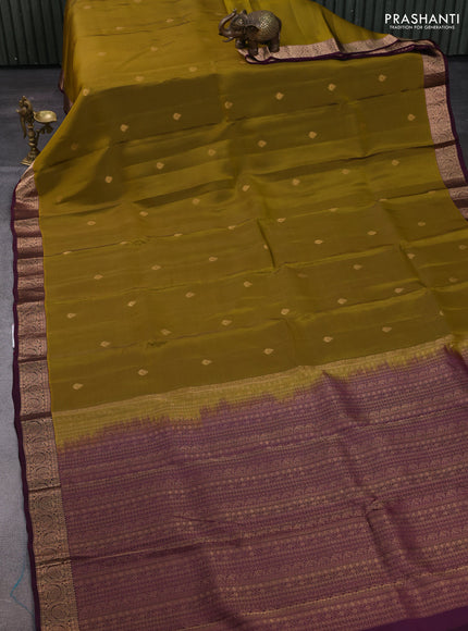 Mehendi Green & Wine Kanchipuram Silk - Buttas