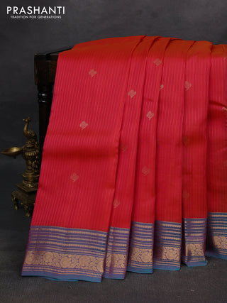 Pink & Teal Green Kanchipuram Silk - Stripes
