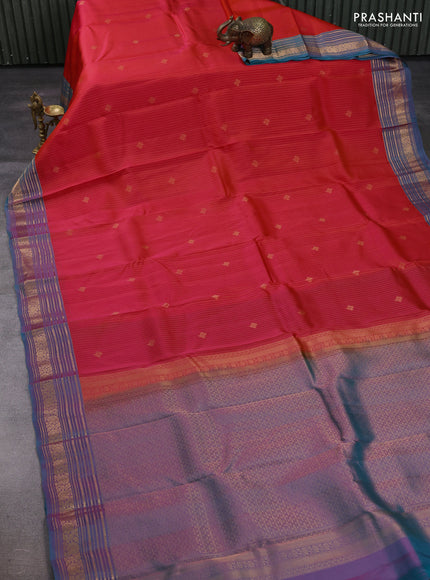 Pink & Teal Green Kanchipuram Silk - Stripes