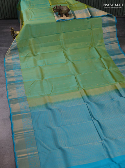 Green & Blue Kanchipuram Silk - Buttas
