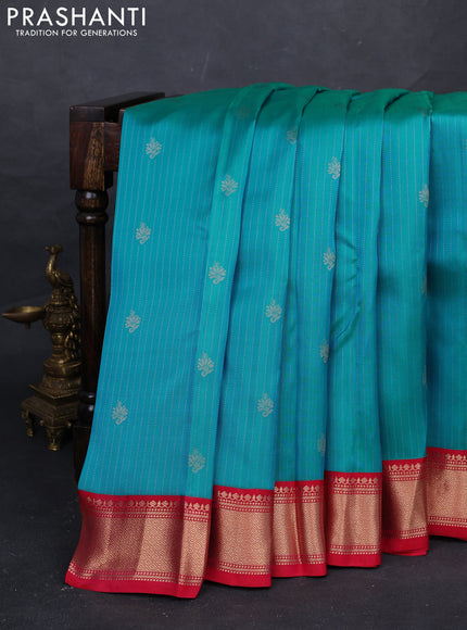 Blue & Red Kanchipuram Silk - Weaves