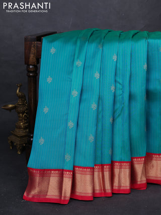 Blue & Red Kanchipuram Silk - Weaves