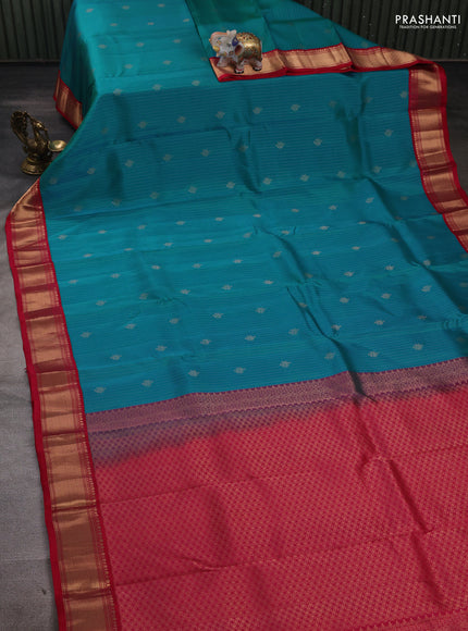 Blue & Red Kanchipuram Silk - Weaves