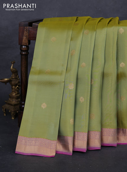 Green & Pink Kanchipuram Silk - Buttas