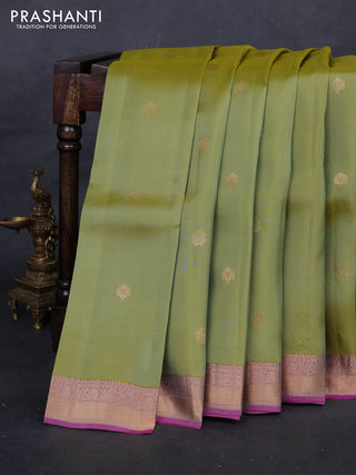 Green & Pink Kanchipuram Silk - Buttas