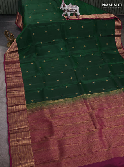 Green & Magenta Pink Kanchipuram Silk - Buttas
