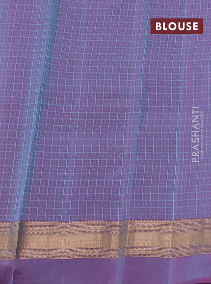 Teal Green & Purple Kanchipuram Silk - Self Emboss