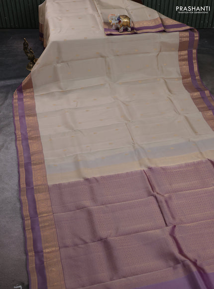 Beige & Purple Kanchipuram Silk - Buttas