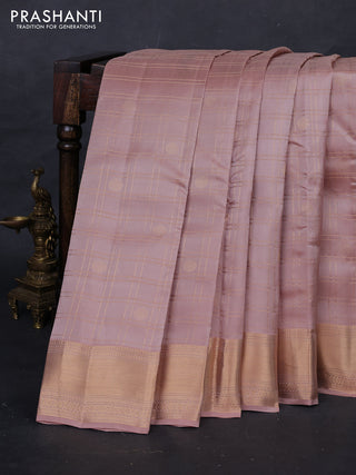 Peach & Pink Kanchipuram Silk - Checks