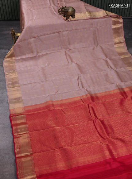 Peach & Pink Kanchipuram Silk - Checks
