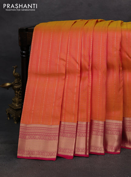 Sunset Orange & Pink Kanchipuram Silk - Weaves