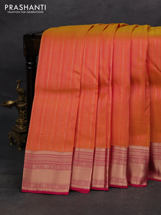 Sunset Orange & Pink Kanchipuram Silk - Weaves