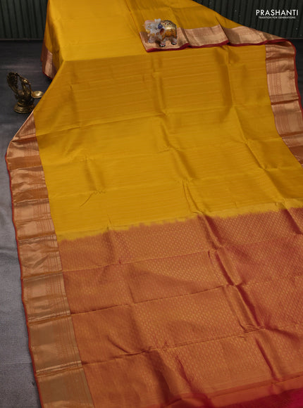 Mustard Yellow & Pink Kanchipuram Silk - Weaves
