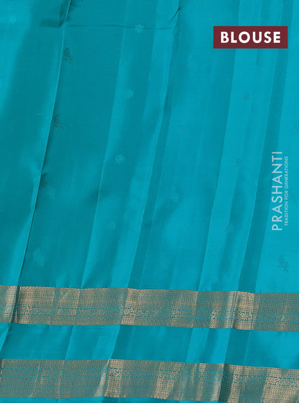 Green & Teal Blue Kanchipuram Silk - Buttas