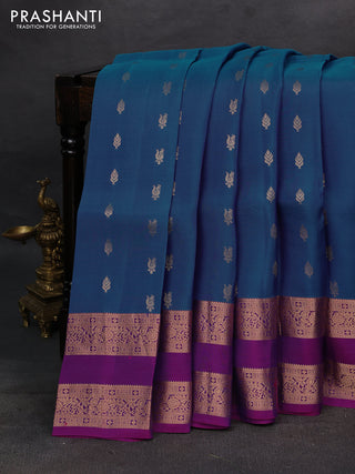 Blue & Purple Kanchipuram Silk - Buttas