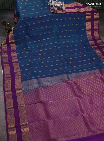 Blue & Purple Kanchipuram Silk - Buttas