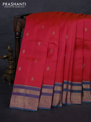 Orange & Teal Green Kanchipuram Silk - Buttas