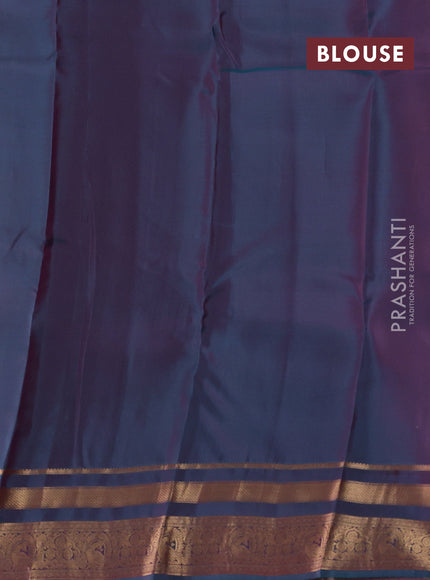 Orange & Teal Green Kanchipuram Silk - Buttas