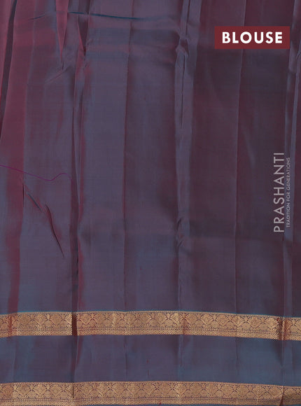 Red & Teal Green Kanchipuram Silk - Stripes