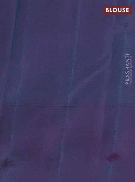 Teal Blue & Purple Kanchipuram Silk - Stripes