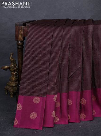 Coffee Brown & Magenta Pink Kanchipuram Silk - Stripes