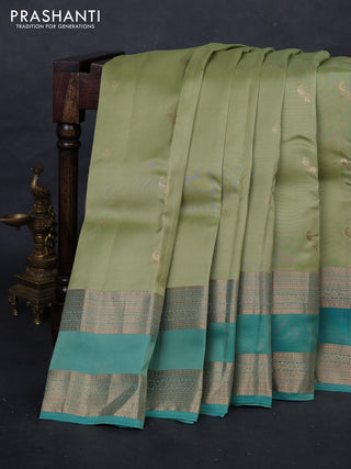 Pista Green & Teal Green Kanchipuram Silk - Buttas