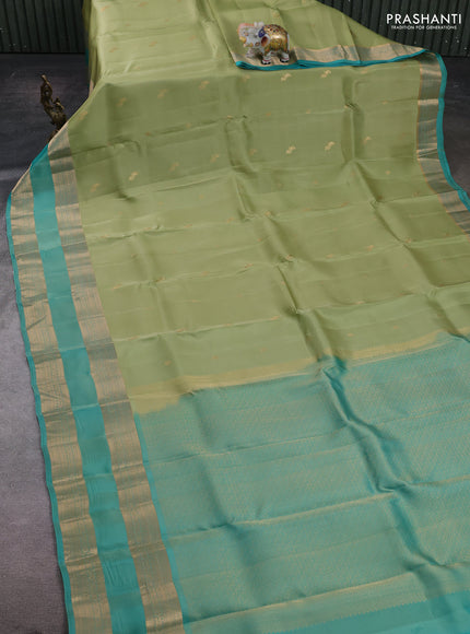 Pista Green & Teal Green Kanchipuram Silk - Buttas