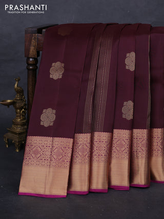 Coffee Brown & Magenta Pink Kanchipuram Silk - Buttas