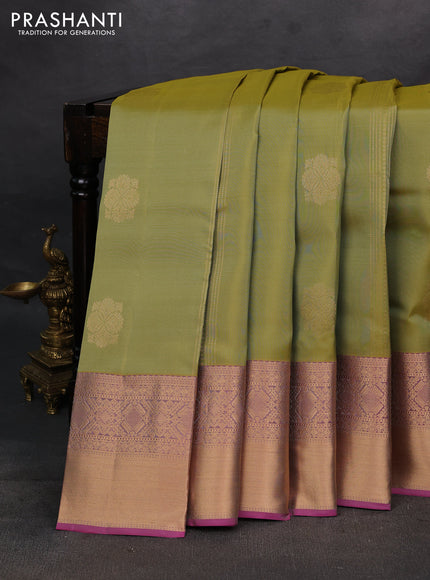 Elaichi Green & Pink Kanchipuram Silk - Buttas