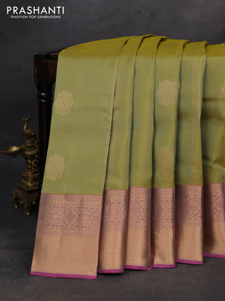 Elaichi Green & Pink Kanchipuram Silk - Buttas