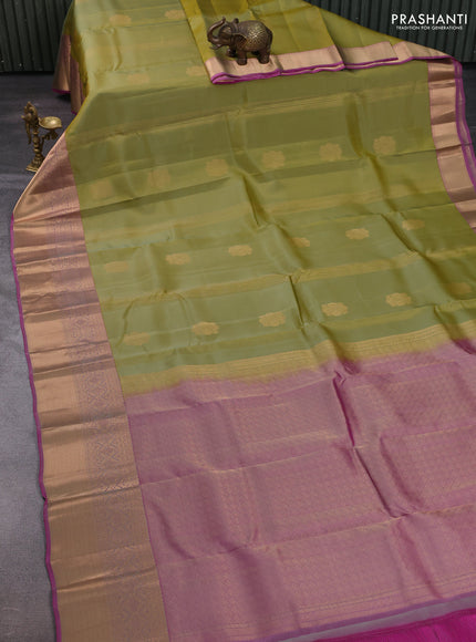 Elaichi Green & Pink Kanchipuram Silk - Buttas