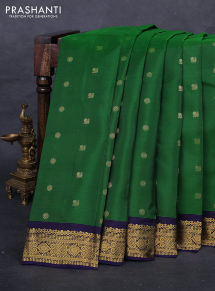 Green & Navy Blue Kanchipuram Silk - Buttas