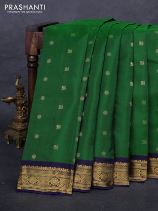 Green & Navy Blue Kanchipuram Silk - Buttas
