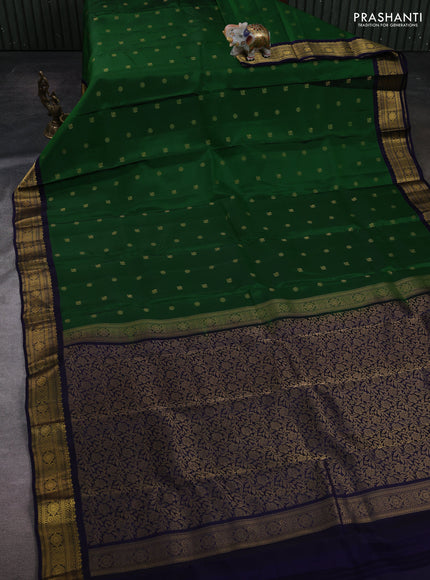 Green & Navy Blue Kanchipuram Silk - Buttas